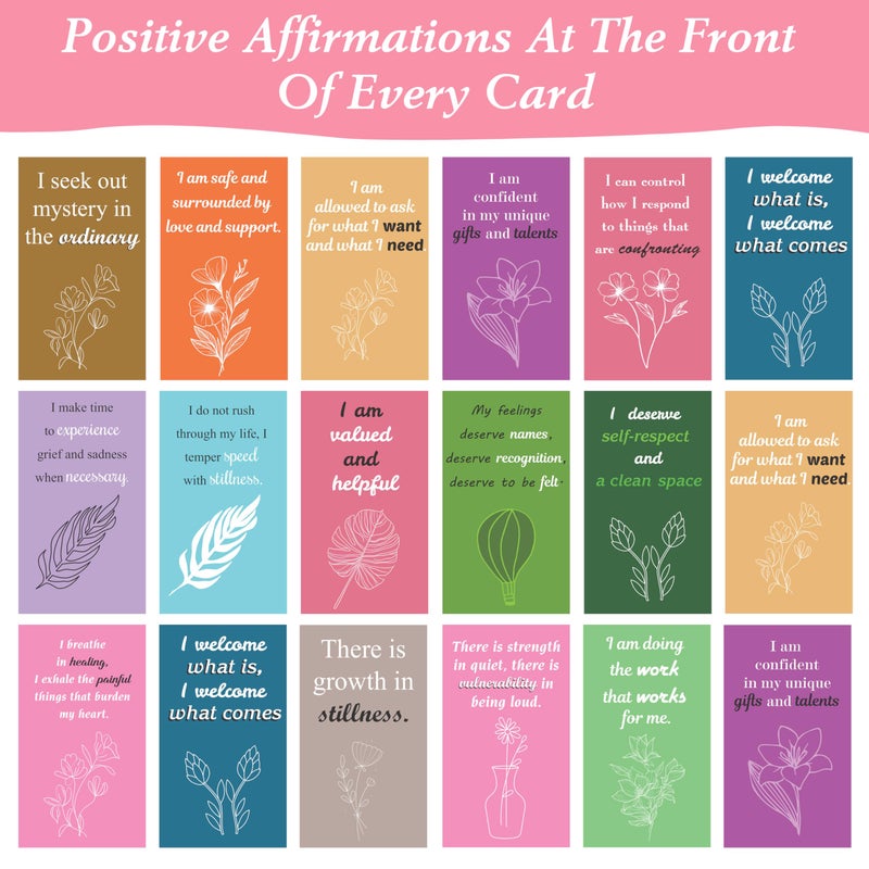 Rousrie 100 Positive Affirmations Cards for Women With Thought Provoking Questions on the Back, Inspirational Daily Affirmation Card for Women Self Care and Meditation, Unique Motivational Gift - Image 2