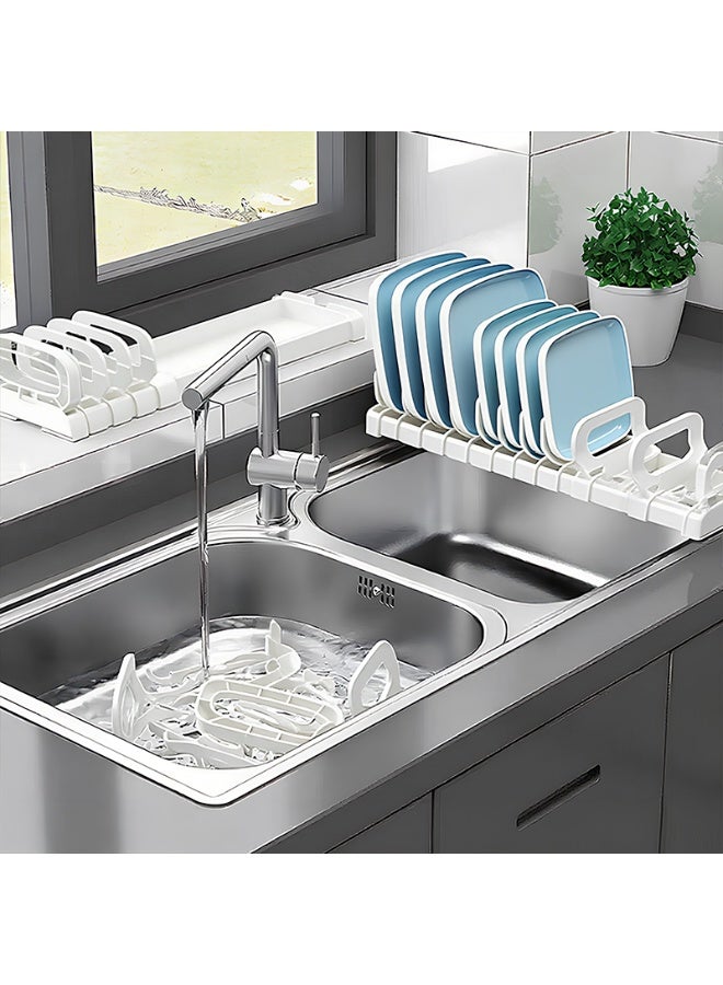 Noon East Plastic Dish Drainer Plate and Cutlery Drying Rack, Dish Rack for Home Kitchen Counter Top Organizers, 43x6x15 cm, White - Image 5