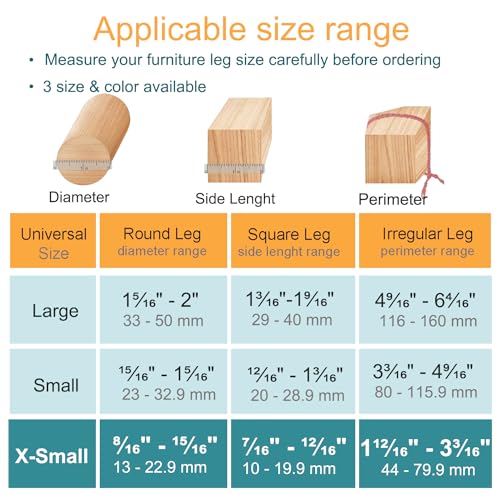 OASMU 16 Pcs Chair Leg Protectors for Hardwood Floors, Silicone Felt Furniture Leg Cover Pad for Protecting Floors from Scratches and Noise, Smooth Moving，X-Small(Fit Round Diameter：1/2" to 5/16") - Image 2