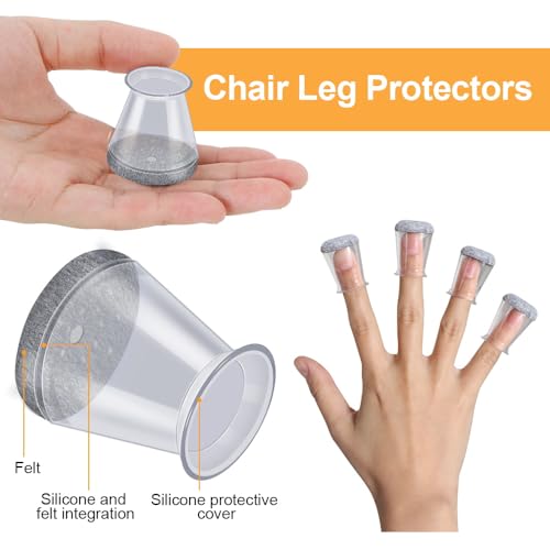 OASMU 16 Pcs Chair Leg Protectors for Hardwood Floors, Silicone Felt Furniture Leg Cover Pad for Protecting Floors from Scratches and Noise, Smooth Moving，X-Small(Fit Round Diameter：1/2" to 5/16") - Image 3