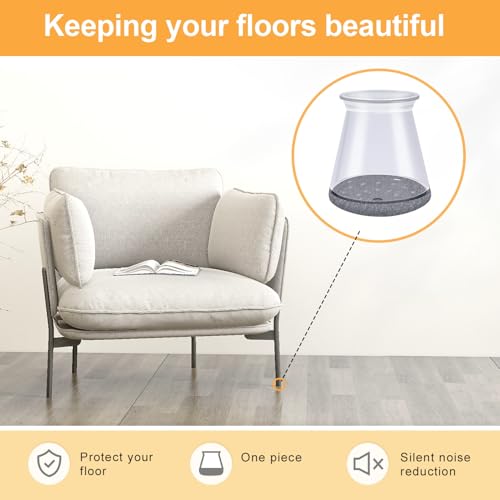 OASMU 16 Pcs Chair Leg Protectors for Hardwood Floors, Silicone Felt Furniture Leg Cover Pad for Protecting Floors from Scratches and Noise, Smooth Moving，X-Small(Fit Round Diameter：1/2" to 5/16") - Image 4