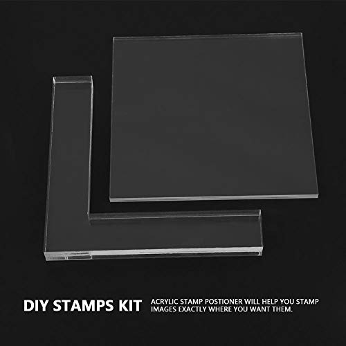 ZJchao 2pcs Stamp Block Clear Stamping Tools, Stamp Positioner Kit Acrylic Stamp Coloring Board Locating Clear Acrylic Pad Stamp Positioner, Stamp Coloring Board for Scrapbooking Crafts Card Making - Image 3