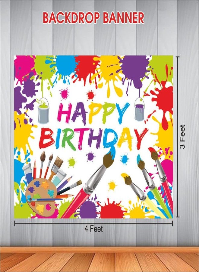 Party Baazaar Art Attack Theme Backdrop | Happy Birthday Decoration | Happy Birthday Banner for Kids (Pack of 1, Multicolor, Size: 4x3 Feet) - Image 4