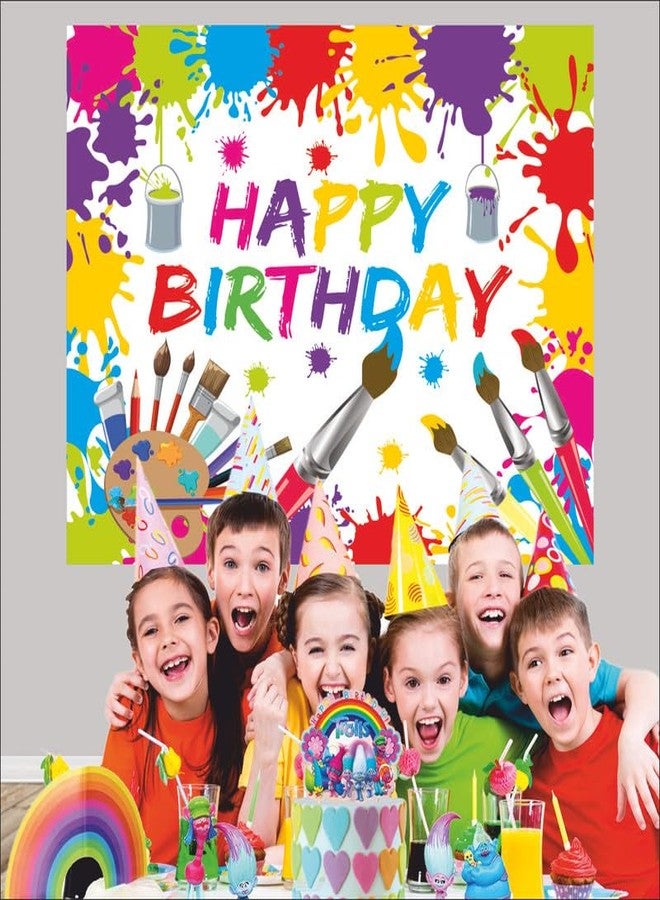 Party Baazaar Art Attack Theme Backdrop | Happy Birthday Decoration | Happy Birthday Banner for Kids (Pack of 1, Multicolor, Size: 4x3 Feet) - Image 3