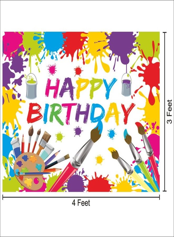 Party Baazaar Art Attack Theme Backdrop | Happy Birthday Decoration | Happy Birthday Banner for Kids (Pack of 1, Multicolor, Size: 4x3 Feet) - Image 2