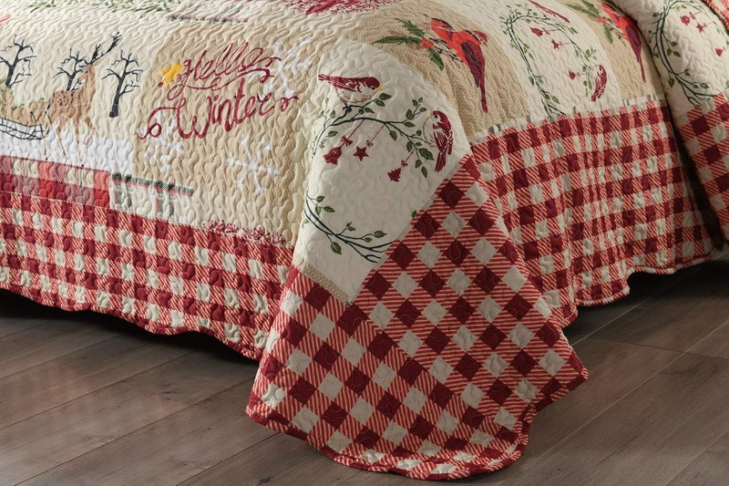 MarCielo 3 Piece Christmas Quilt Set, Rustic Lodge Deer Quilt Bedspread Throw Blanket Lightweight Bedspread Coverlet Comforter Set (Hello Winter, King) - Image 5
