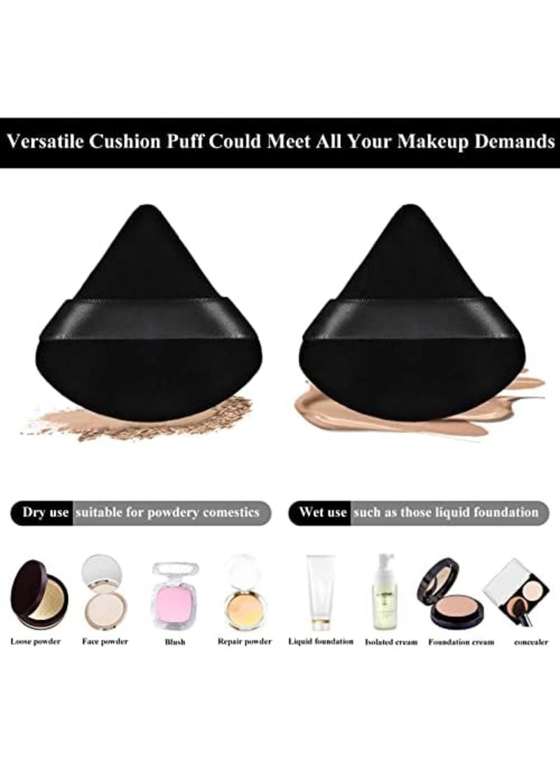 Luckam Powder Puff, Face Triangle Makeup Puff, For Loose Powder Soft Body Cosmetic Foundation Sponge, Mineral Powder Wet Dry Makeup Tool (Black, 12PCS) - Image 2