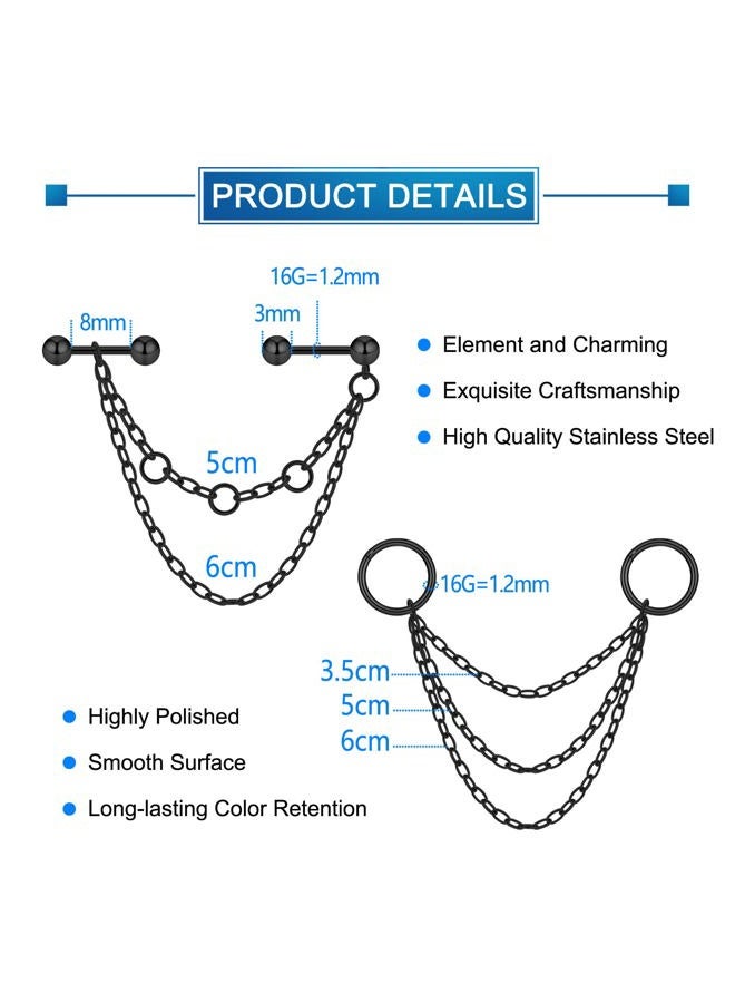 Qmcandy 16g 14g Industrial Barbell Surgical Steel CZ Industrial Earring Crystal Cartilage Earrings Industrail Piercing 1 1/2"(38mm) Bar Length, 38 mm, Metal, cubic zirconia - Image 3
