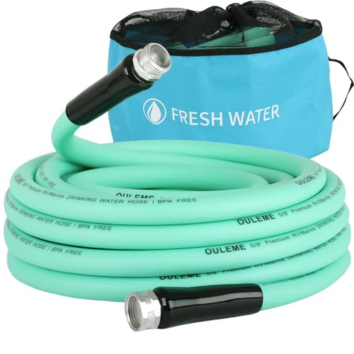 OULEME 35ft RV Water Hose with Storage Strap and Bag, 5/8" Drinking Water Hose with Aluminum Fittings, Anti Kink and Leak Free Garden Hose for Travel Trailer Camper Marine - Image 1