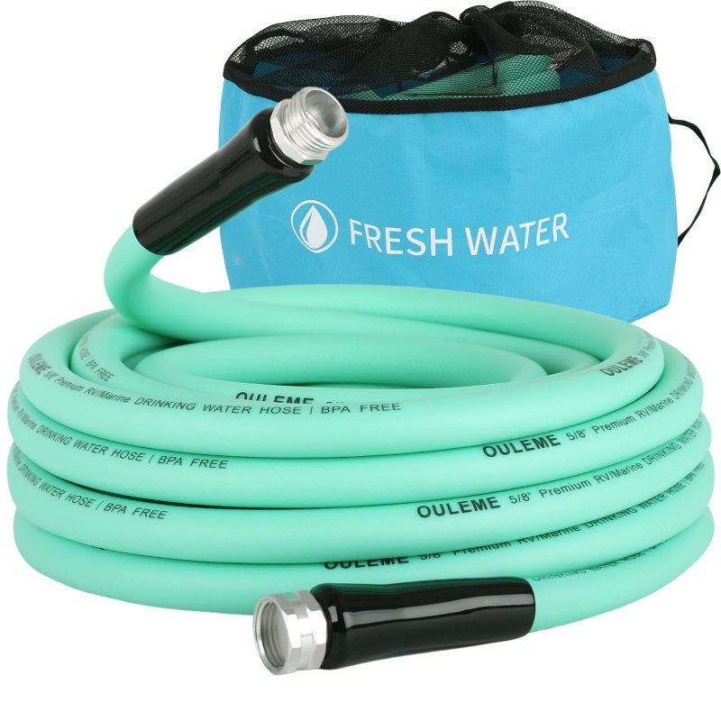 OULEME 35ft RV Water Hose with Storage Strap and Bag, 5/8" Drinking Water Hose with Aluminum Fittings, Anti Kink and Leak Free Garden Hose for Travel Trailer Camper Marine - Image 3
