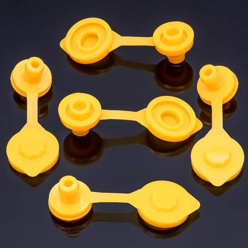 MEAJOO 5 PCS Universal Can Vent Cap, Yellow Gas Can Vent Cap Replacement Flexible Pour Nozzle Gasket Stopper Compatible for Most Cans - Image 1