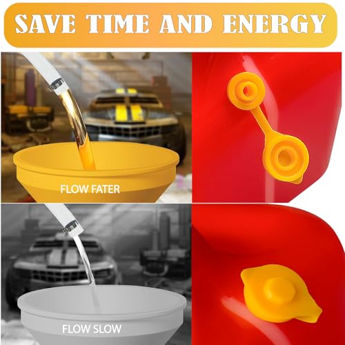 MEAJOO 5 PCS Universal Can Vent Cap, Yellow Gas Can Vent Cap Replacement Flexible Pour Nozzle Gasket Stopper Compatible for Most Cans - Image 4
