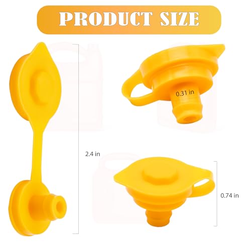 MEAJOO 5 PCS Universal Can Vent Cap, Yellow Gas Can Vent Cap Replacement Flexible Pour Nozzle Gasket Stopper Compatible for Most Cans - Image 2
