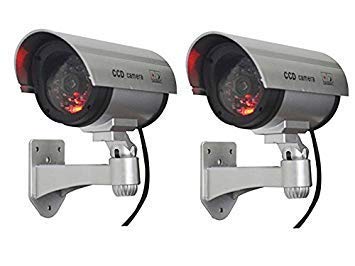 Styxon Security Dummy CCTV Fack Bullet Camera with LED Light Indication, 17 X 7 X 21.5 cm (Pack of 2) Silver - Image 1