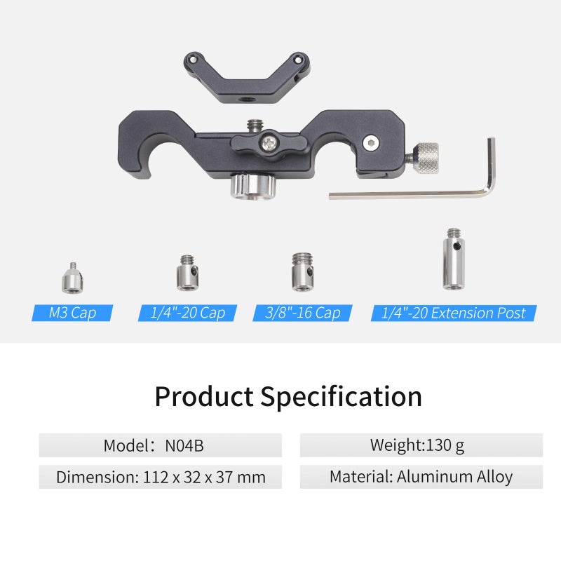 Nitze 15mm Universal Lens Support with Rolling Y-Bracket, 1/4" Height Extension Post and 1/4", 3/8", M3 Caps - N04B - Image 2