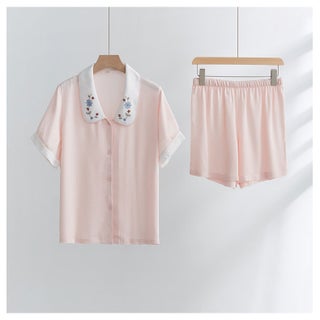 Womens Elegant Cotton Satin Pajama Set with Embroidery Satin 1039 Short-Pinellia ternate - pzsku/Z15DE75A9851FD1416523Z/45/1746230870/6d2ade9e-69ba-40cf-b8c5-ecaaa5e452b2