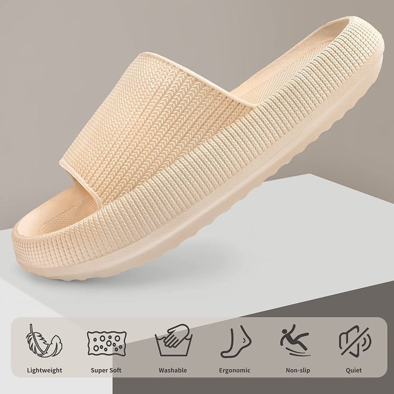 Non-Slip Thick Cloud Slides for Women and Men, Fast-Dry Pillow Slippers for Shower Home Spa Beach - Image 3