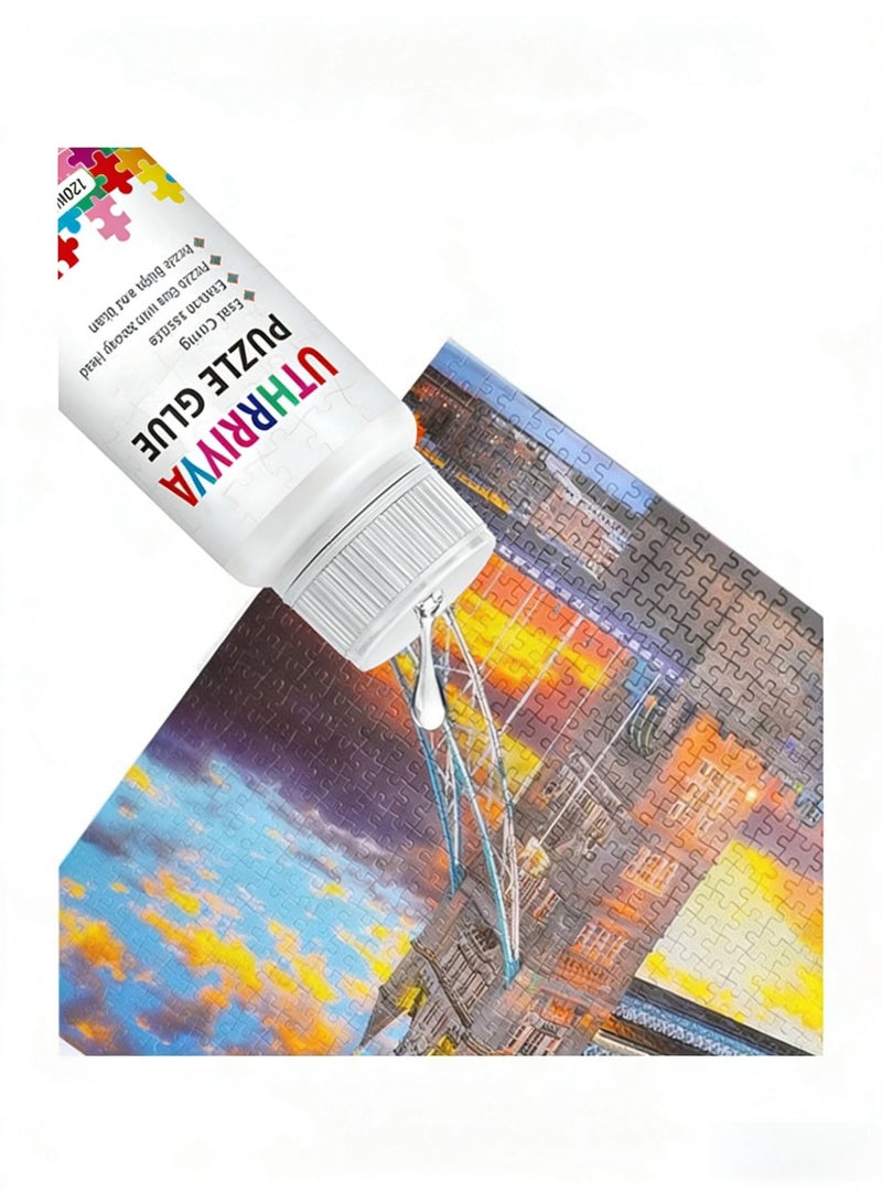 أُذْرِيَّة غراء الألغاز 120 مل   مع رأس إسفنجي، أوراق غراء ألغاز فنية قابلة للذوبان في الماء، مناسبة لألغاز الورق والخشب بـ 3000/3500/5000 قطعة. - Image 3