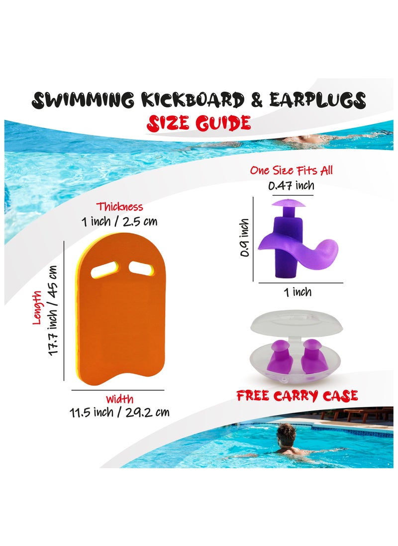 The BZ Company - Bz Company Swimming Board Float Board Foam Board - Swim Kickboard Tool For Kids & Adults - Pool Beach Swimming Accessories Eva Foam Kick Board With Waterproof , Reusable, Silicone Ear Plugs - Image 1