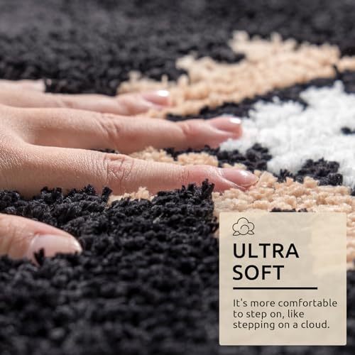 DEXDE Bathroom Runner Rug 24x60 Inch, Boho Long Bath Mat Rug for Bathroom Bedroom Hallway Kitchen Luxury Soft Absorbent Large Modern Geometric Carpet Western Farmhouse Carpet, Black - Image 5