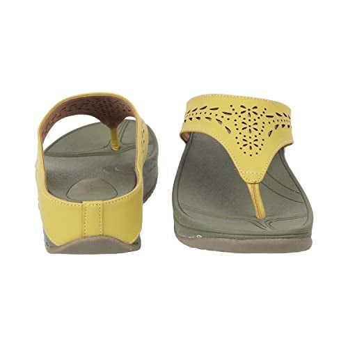 Mochi Women Yellow Synthetic Leather Flat Casual Slipper UK/3 EU/36 (32-24) - Image 5