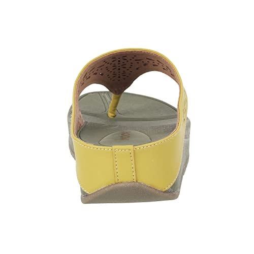 Mochi Women Yellow Synthetic Leather Flat Casual Slipper UK/3 EU/36 (32-24) - Image 4
