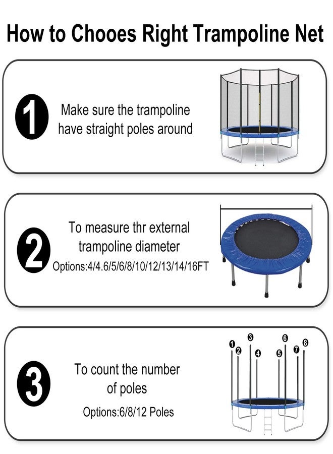 SUOGROLI Trampoline Safety Net, Ø 4/4.6/6/8/10/12/13/14/16FT Garden Trampoline Replacement Net, Kids Protective Net,120cm-6Poles-4ft,Black - Image 3