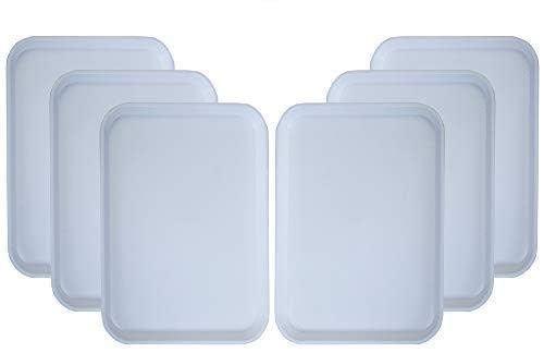 AWICKTIK Durable MultiUse 16 Plastic Serving Trays Set Rectangular Serving PlatterUnbreakable Large Tray Set for Kitchen Home White6Pieces - Image 1