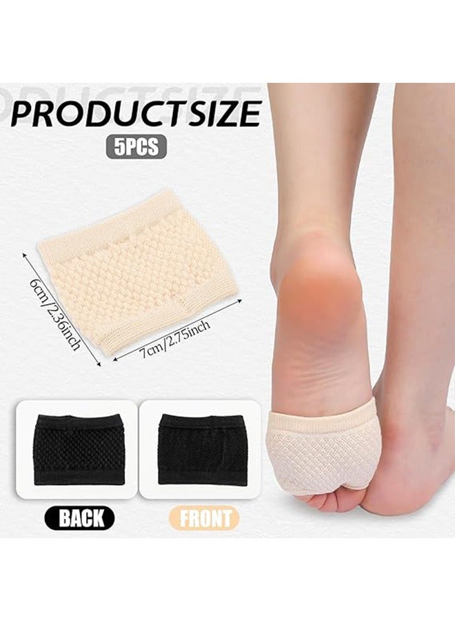 3 أزواج من جوارب الصندل القطنية المفتوحة من الأمام مع أغطية غير قابلة للانزلاق لأصابع القدم للنساء، جوارب نصف مفتوحة من الأمام بدون كعب، بيج - Image 2