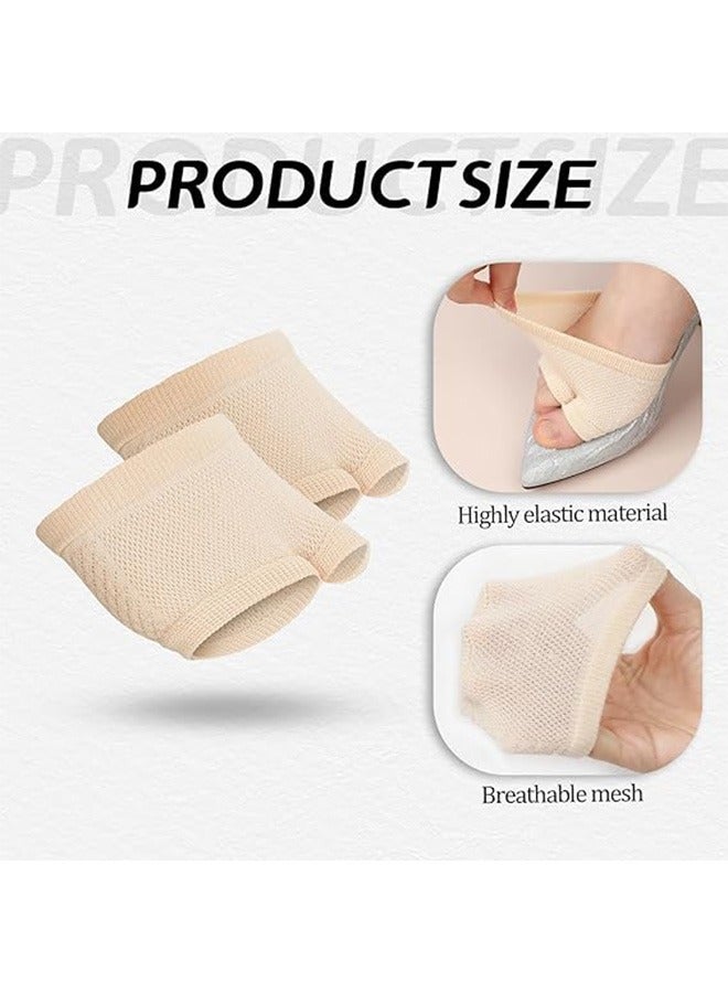 3 أزواج من جوارب الصندل القطنية المفتوحة من الأمام مع أغطية غير قابلة للانزلاق لأصابع القدم للنساء، جوارب نصف مفتوحة من الأمام بدون كعب، بيج - Image 3