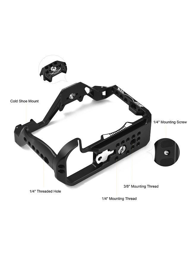 ANDOER Andoer Camera Cage Aluminum Alloy Video Cage with Cold Shoe Mount Numerous 1/4 Inch Threads Replacement for Canon R7 Camera  - Image 2
