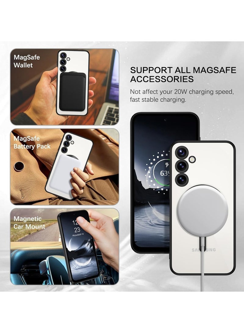 جراب مغناطيسي شفاف لهاتف Samsung Galaxy A56 مع واقي لعدسة الكاميرا متوافق مع Magsafe، جراب هاتف ناعم مطلي بالكهرباء مقاوم للصدمات ومضاد للخدش لهاتف Galaxy A56 (أسود) - Image 2