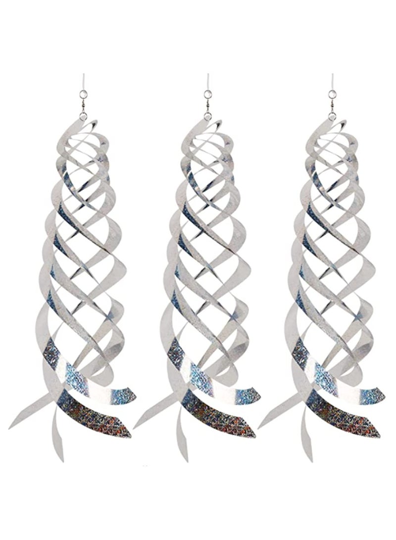 Barakah Bird Spiral Reflectors Silver Mylar Spinner, Decorative Bird Scare Device to Keep Birds Away Like Woodpeckers, Pigeons and Geese, Bird Repellent Spiral Reflectors Keep Birds Away From Pool - Image 1