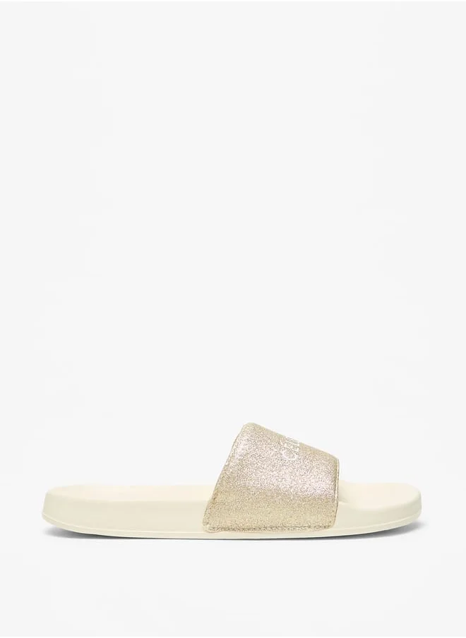 Celeste Womens Glitter Print Slip-On Slides