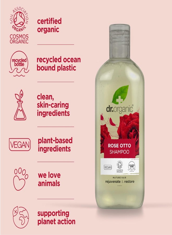 dr.organic Dr. Organic Rose Otto Shampoo, Restoring, Mens, Womens, Natural, Vegan, Cruelty-Free, Paraben & SLS-Free, Recyclable & Recycled Ocean Bound Plastic, Certified Organic, 265ml, Packaging may vary - Image 4