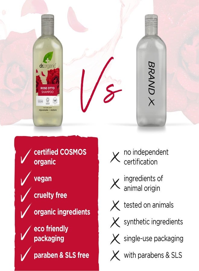 dr.organic Dr. Organic Rose Otto Shampoo, Restoring, Mens, Womens, Natural, Vegan, Cruelty-Free, Paraben & SLS-Free, Recyclable & Recycled Ocean Bound Plastic, Certified Organic, 265ml, Packaging may vary - Image 3