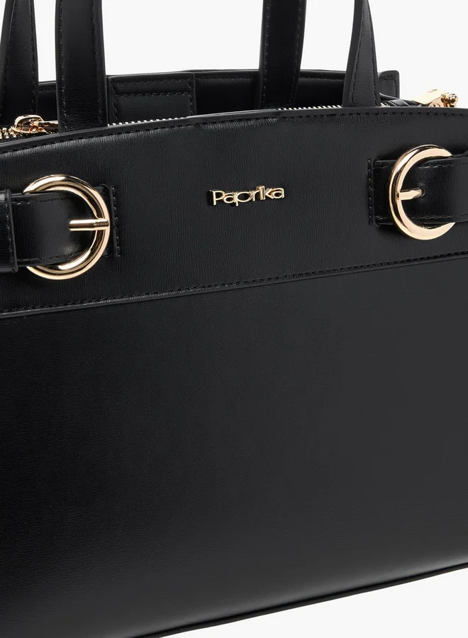 Paprika Solid Tote Bag with Zip Closure and Detachable Strap