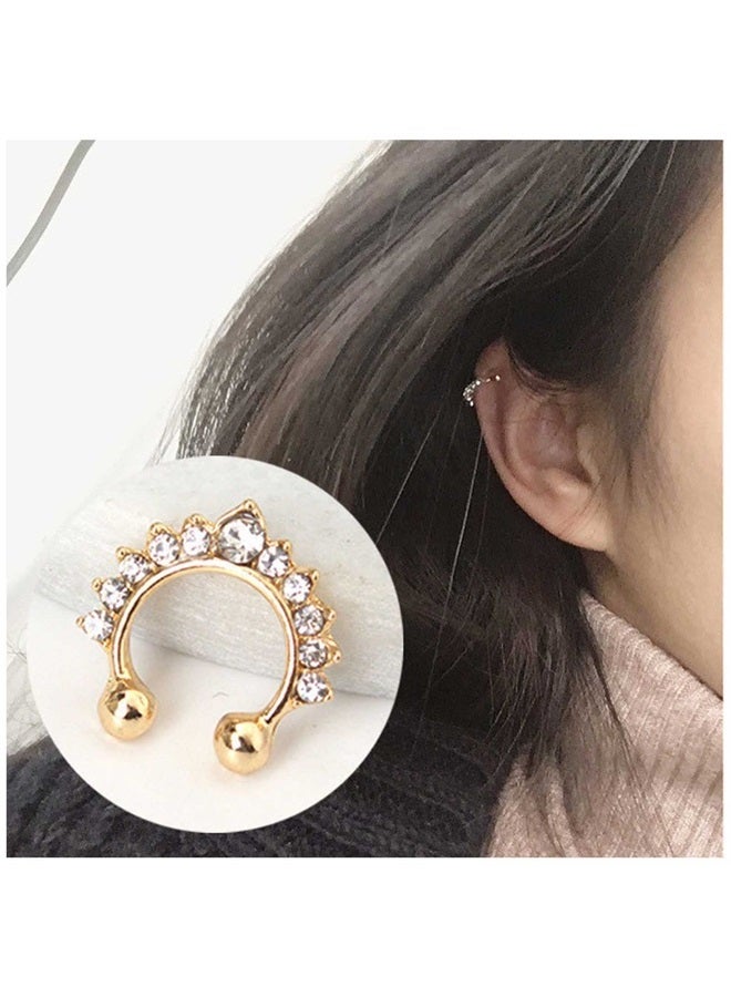 Yheakne Boho Crystal Ear Cuff Earrings Gold Cz Pave Conch Ear Cuffs Earrings Rhinestone Hoop Cuff Earrings Non Pierced Earrings Jewelry for Women and Girls  - Image 1