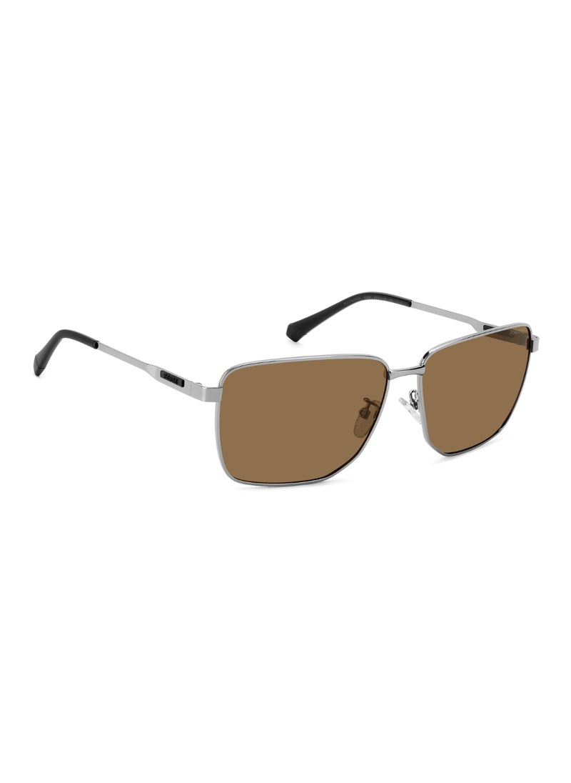 Polaroid - Men's Polarized Rectangular Shape Stainless Steel Sunglasses Pld 2143/G/S/X Gold 47 - Lens Size: 46.5 Mm - Ruthenium - Image 1