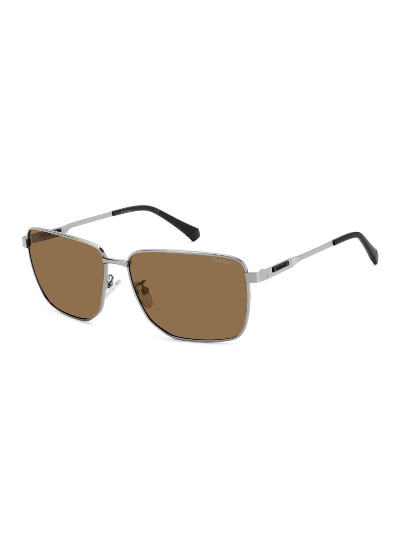 Polaroid - Men's Polarized Rectangular Shape Stainless Steel Sunglasses Pld 2143/G/S/X Gold 47 - Lens Size: 46.5 Mm - Ruthenium - Image 1