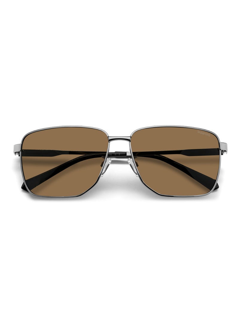 Polaroid - Men's Polarized Rectangular Shape Stainless Steel Sunglasses Pld 2143/G/S/X Gold 47 - Lens Size: 46.5 Mm - Ruthenium - Image 1