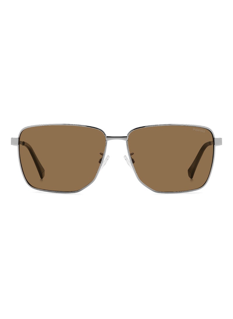 Polaroid - Men's Polarized Rectangular Shape Stainless Steel Sunglasses Pld 2143/G/S/X Gold 47 - Lens Size: 46.5 Mm - Ruthenium - Image 1