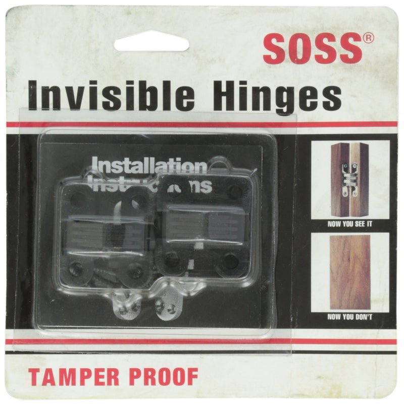 Soss 303 Zinc Invisible Hinge With Holes For Wood Or Metal Applications, Mortise Mounting, Black E-Coat Exterior Finish (Pack Of 2)