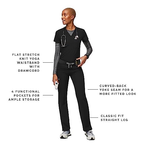 FIGS Kade Cargo Scrub Pants for Women - Black, M-Petite - Image 2