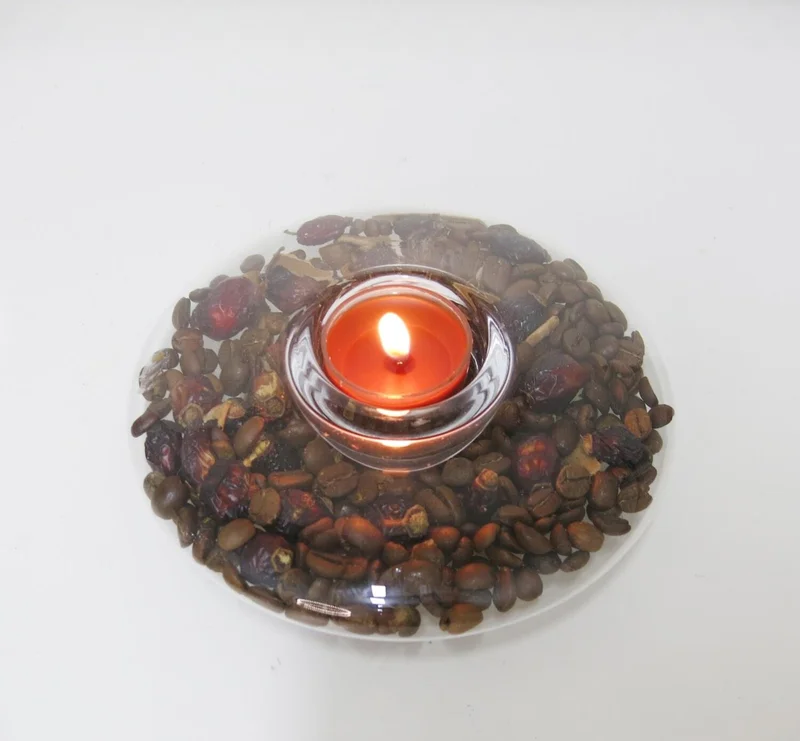 ميسي Planet Coffee Bean Decorated Glass Candle Holder and Tealight Set