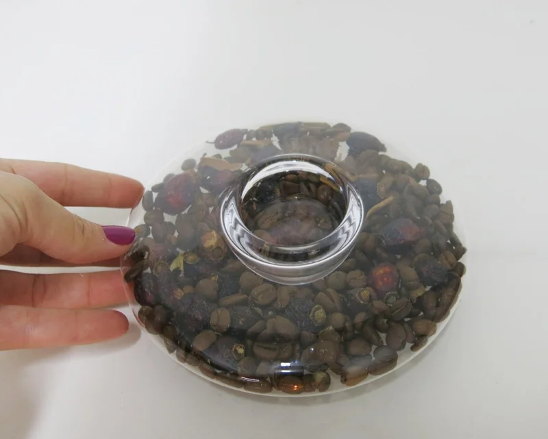 ميسي Planet Coffee Bean Decorated Glass Candle Holder and Tealight Set