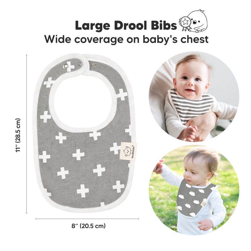 KeaBabies 8-Pack Organic Baby Bibs for Boys, Girls - Soft Cotton Drooling and Teething Baby Bibs, Baby Girl Bibs, Baby Boy Bibs, Baby Drool Bibs for Baby Girl, Boy, Newborn Infant Bibs (Grayscale)  - Image 2