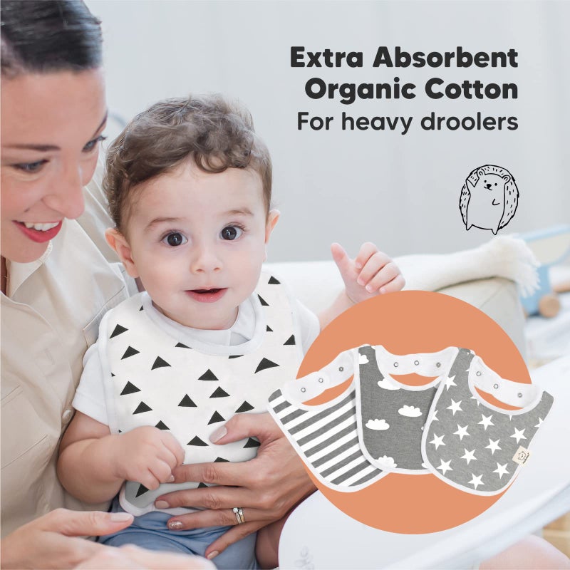 KeaBabies 8-Pack Organic Baby Bibs for Boys, Girls - Soft Cotton Drooling and Teething Baby Bibs, Baby Girl Bibs, Baby Boy Bibs, Baby Drool Bibs for Baby Girl, Boy, Newborn Infant Bibs (Grayscale)  - Image 5