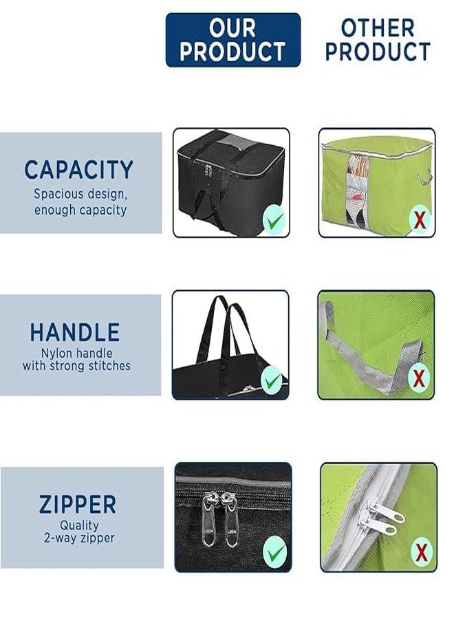 Raggle Under bed Storage bag For Clothes & Blankets With Zipper Closure & Handle,Moisture Proof Nylon Large Size Storage Bag,Travel Wardrobe Underbed Organizer for Clothes (GREY, 1) - Image 4