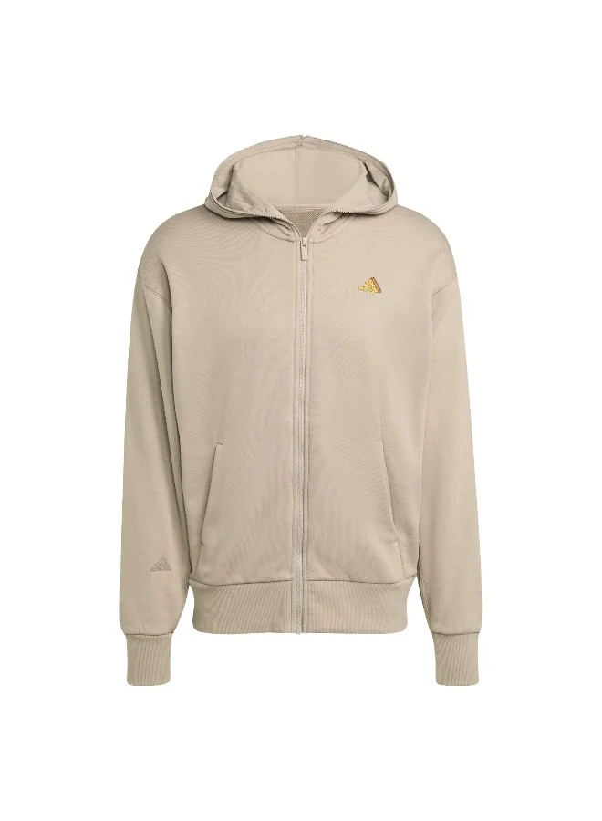 adidas M Fn Hoodie Beige Training Track Tops For Men XS